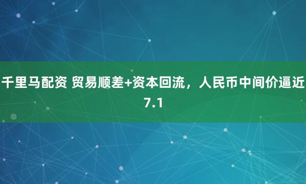 千里马配资 贸易顺差+资本回流，人民币中间价逼近7.1